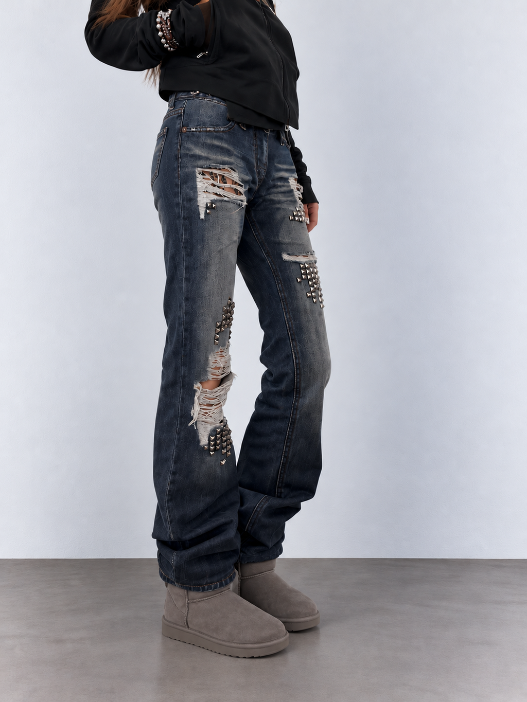 Studded Distressed Jeans