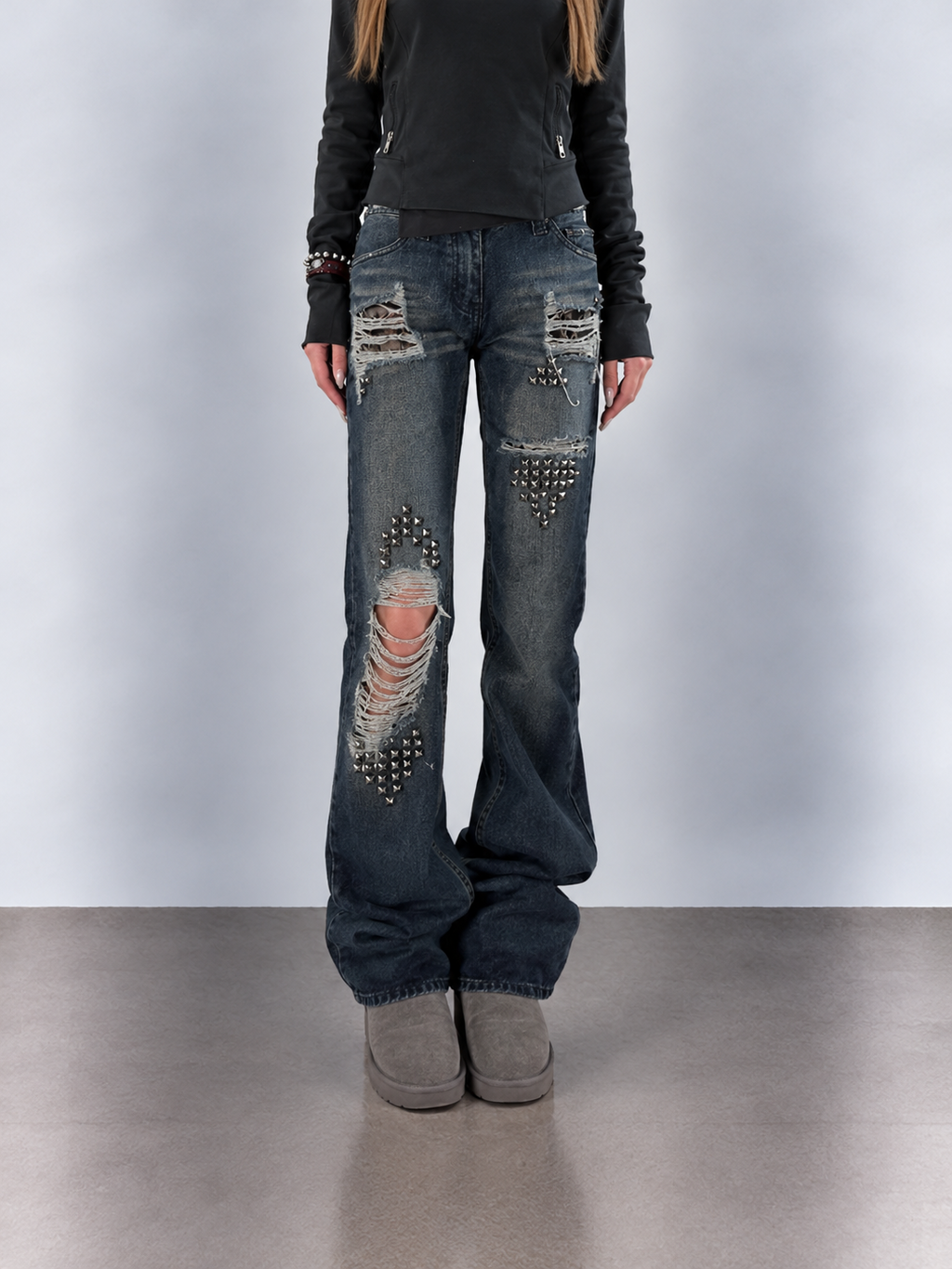 Studded Distressed Jeans
