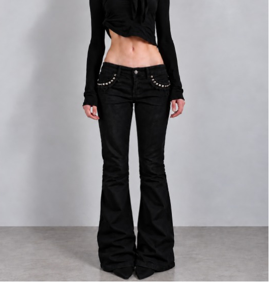 Studded Low-Rise Pants
